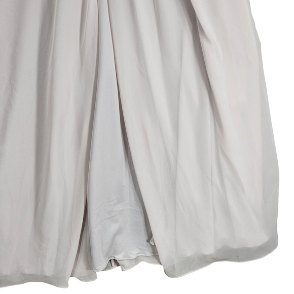 Morilee Bridesmaid Dress Gown sz 20 Women Chiffon Surplice Gathered Waist Silver - Picture 10 of 13